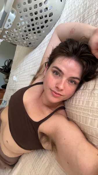 Hairy and sweaty after cleaning all day :)